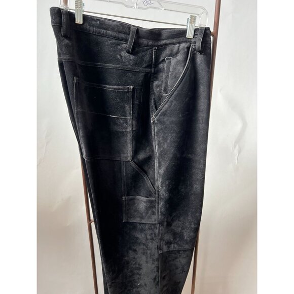 Black faux suede Pants By Virgola Uomo 40 100% Polyester Made In Korea - Picture 13 of 16